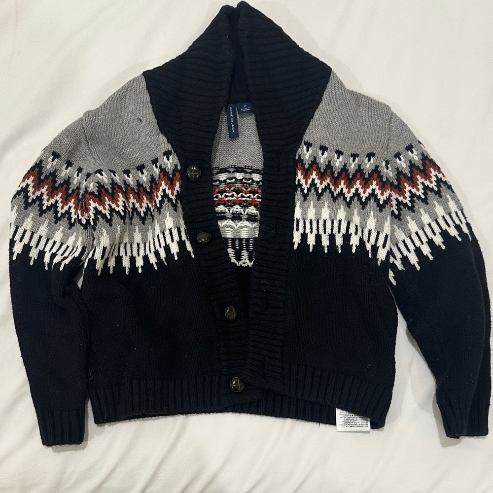 Janie and Jack Black and Gray Patterned Sweater